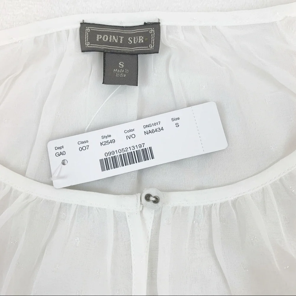 Point‎ Sur pin dot chiffon popover blouse